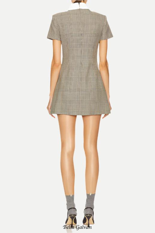 Check Wool Mini Dress Flowering Girl
