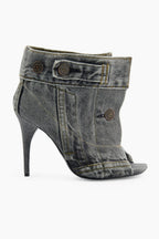 Alisson Denim Button Fish Mouth Sandal Bootie Flowering Girl