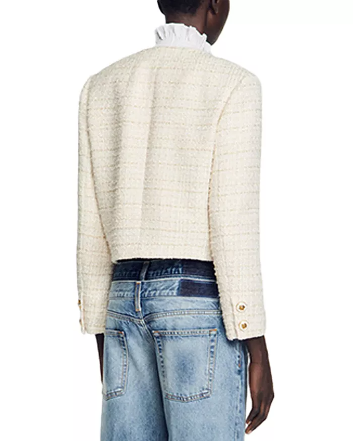 Zally Cropped Tweed Jacket in ecru Flowering Girl