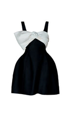 Bow Strappy Midi Dress In Black Flowering Girl