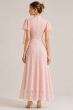 Bow Neck Flutter Sleeve Lace Maxi Dress Flowering Girl