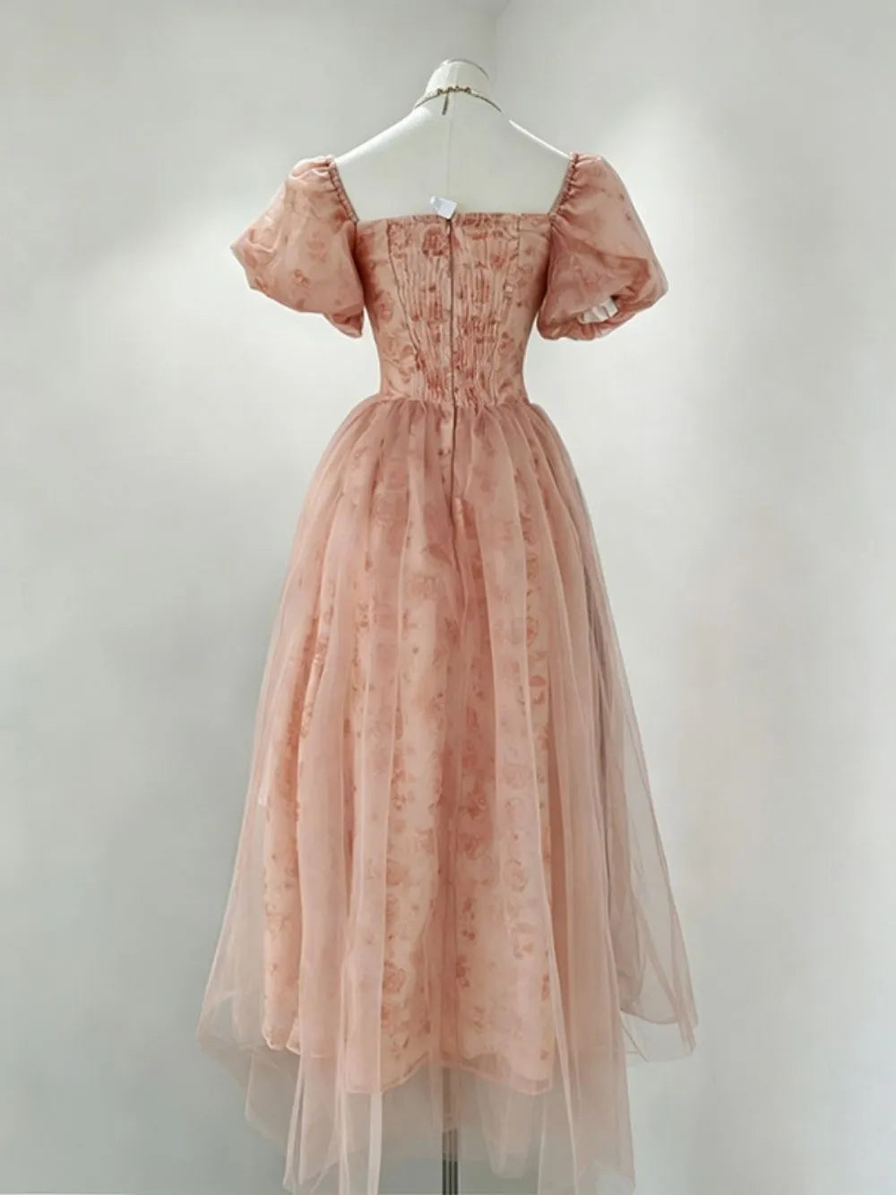 Mahlah Puff Sleeve Mesh Midi Dress Flowering Girl