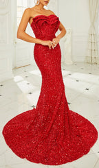 Briella Red Heart Shape Sequin Gown Flowering Girl