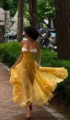 Madilyn Yellow Strappy Maxi Dress Flowering Girl