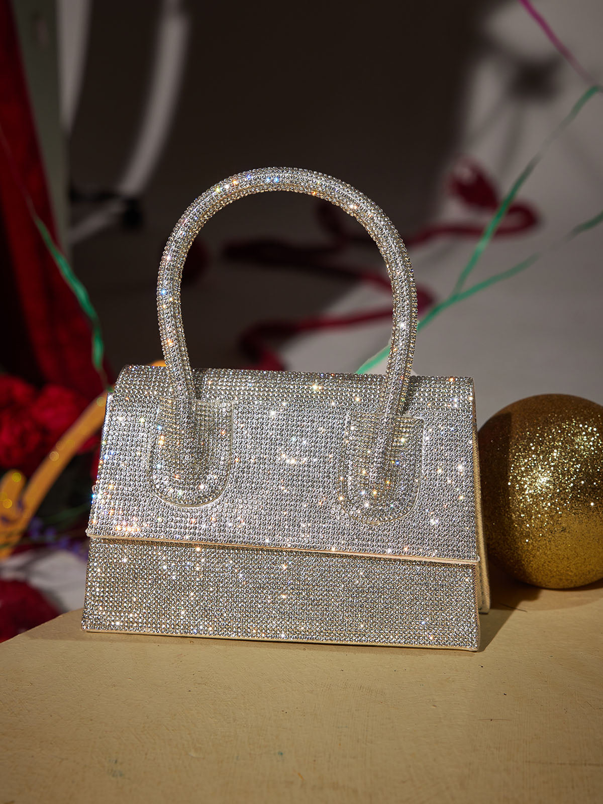 Adonia Crystal Clutch In Silver