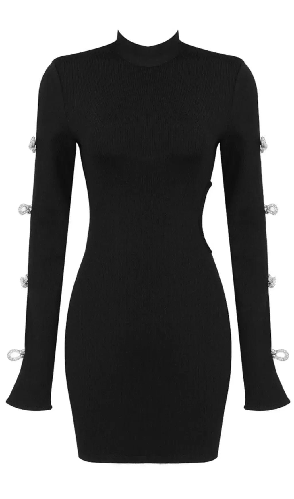 Backless Hip Wrap Mini Dress In Black Flowering Girl