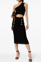 Lynn One Shoulder Knit Set - Black Flowering Girl