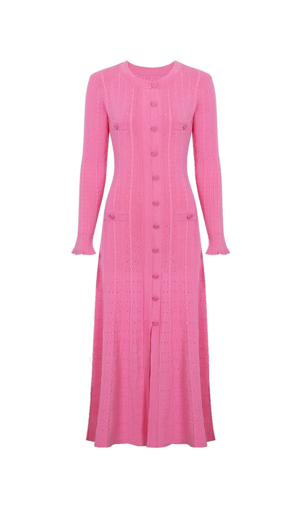 Kilenya Pink Knit Long Sleeve Midi Dress Flowering Girl