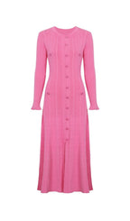 Kilenya Pink Knit Long Sleeve Midi Dress Flowering Girl