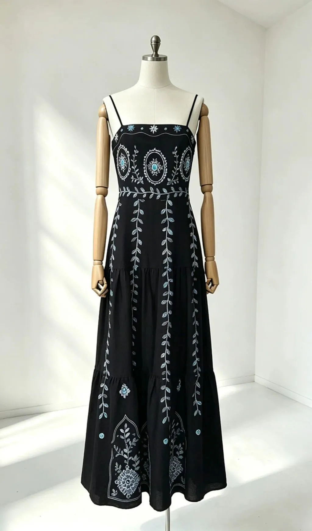 Mady Black Strappy Printed Maxi Dress Flowering Girl