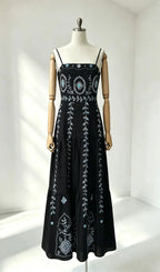Mady Black Strappy Printed Maxi Dress Flowering Girl