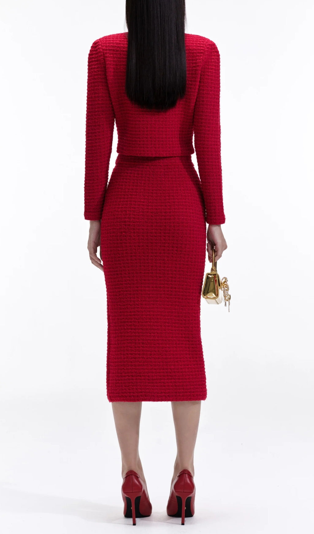 Allura Red Knit V Neck Cardigan Set Flowering Girl