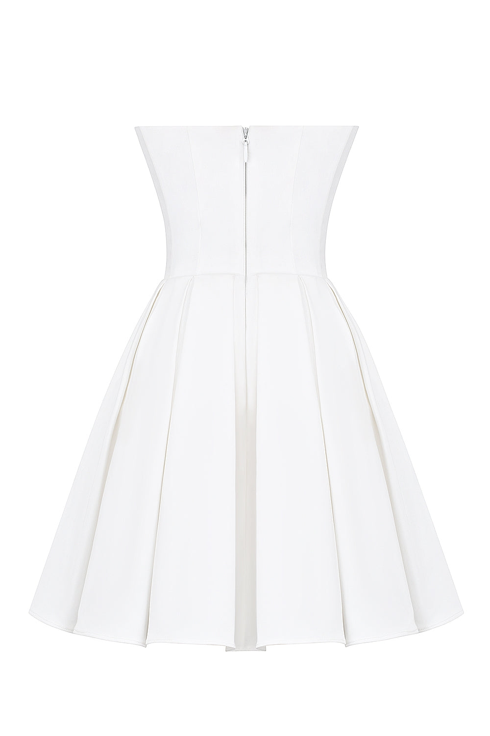 alyssa white strapless pleated mini dress Flowering Girl