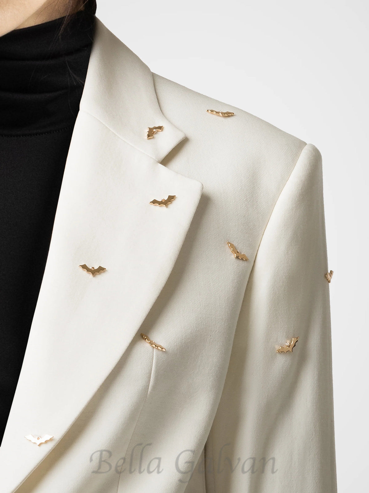 bat-shape embellished blazer in white Flowering Girl