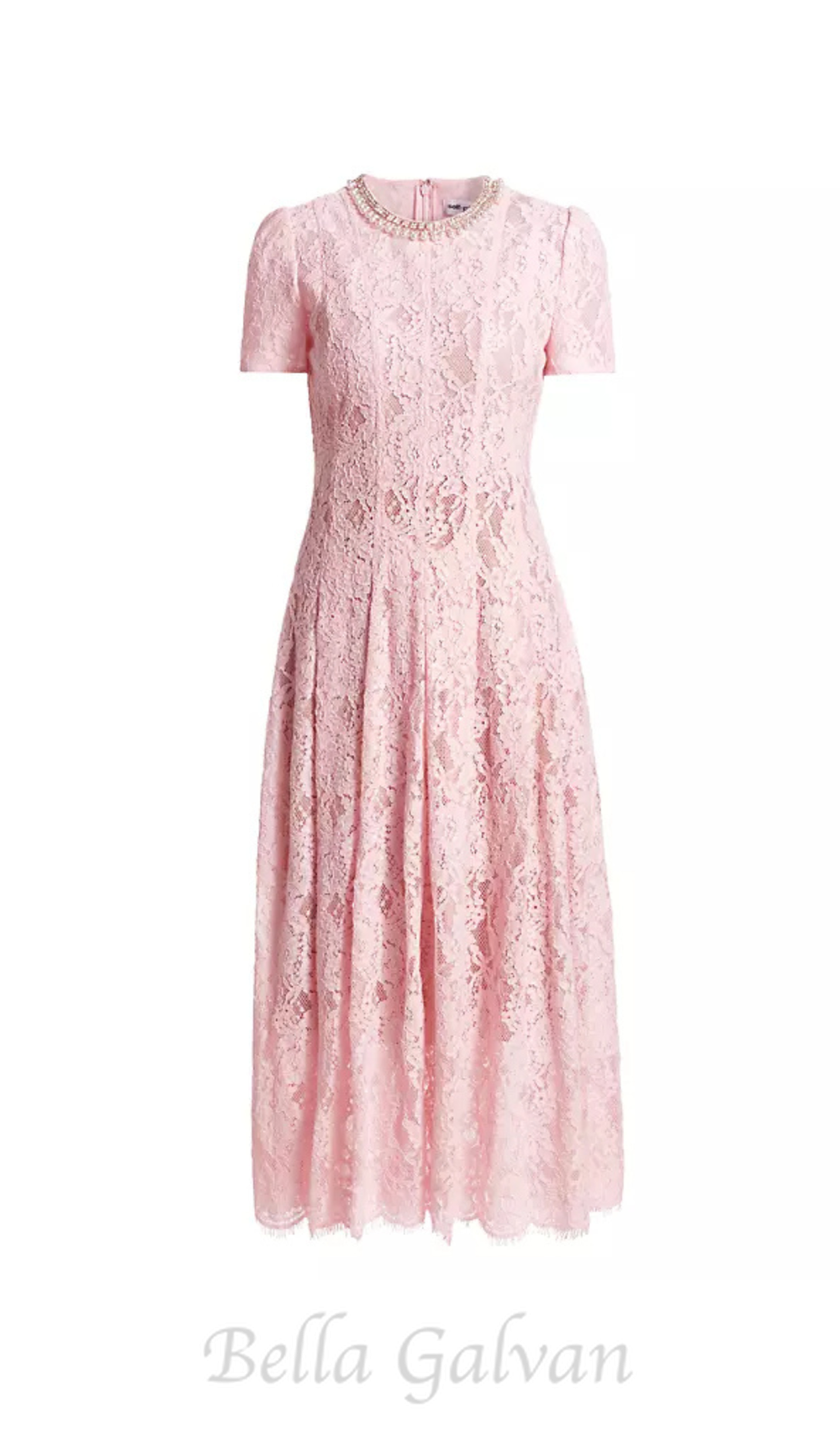 Sequin Floral Lace Midi Dress in pink Flowering Girl