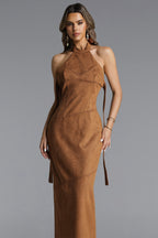 Laurie Chic Contour Halter Maxi Dress Flowering Girl