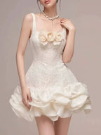 Michelina Flower Lace Mini Dress Flowering Girl