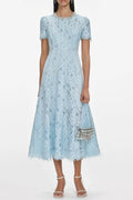 Valerie Blue Lace Embellished Midi Dress Flowering Girl