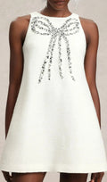 Fannie White Bowknot Mini Dress Flowering Girl