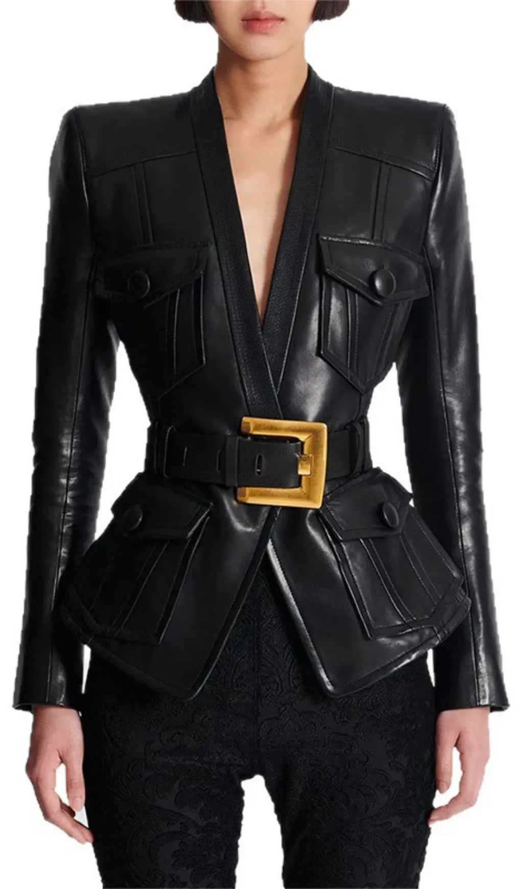 Gustavo Black Belt Jacket Flowering Girl