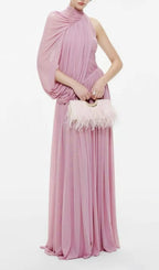 Kennedi Irregular Shoulder Ruched Maxi Dress Flowering Girl