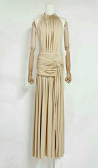 Macawi Halter Ruched Maxi Dress Flowering Girl