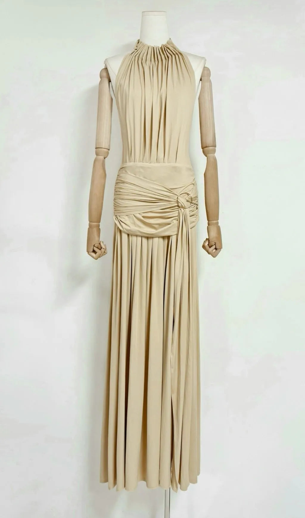 Macawi Halter Ruched Maxi Dress Flowering Girl