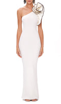Annemarie Asymmetrical Flower Decor Dress