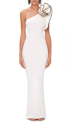 Annemarie Asymmetrical Flower Decor Dress