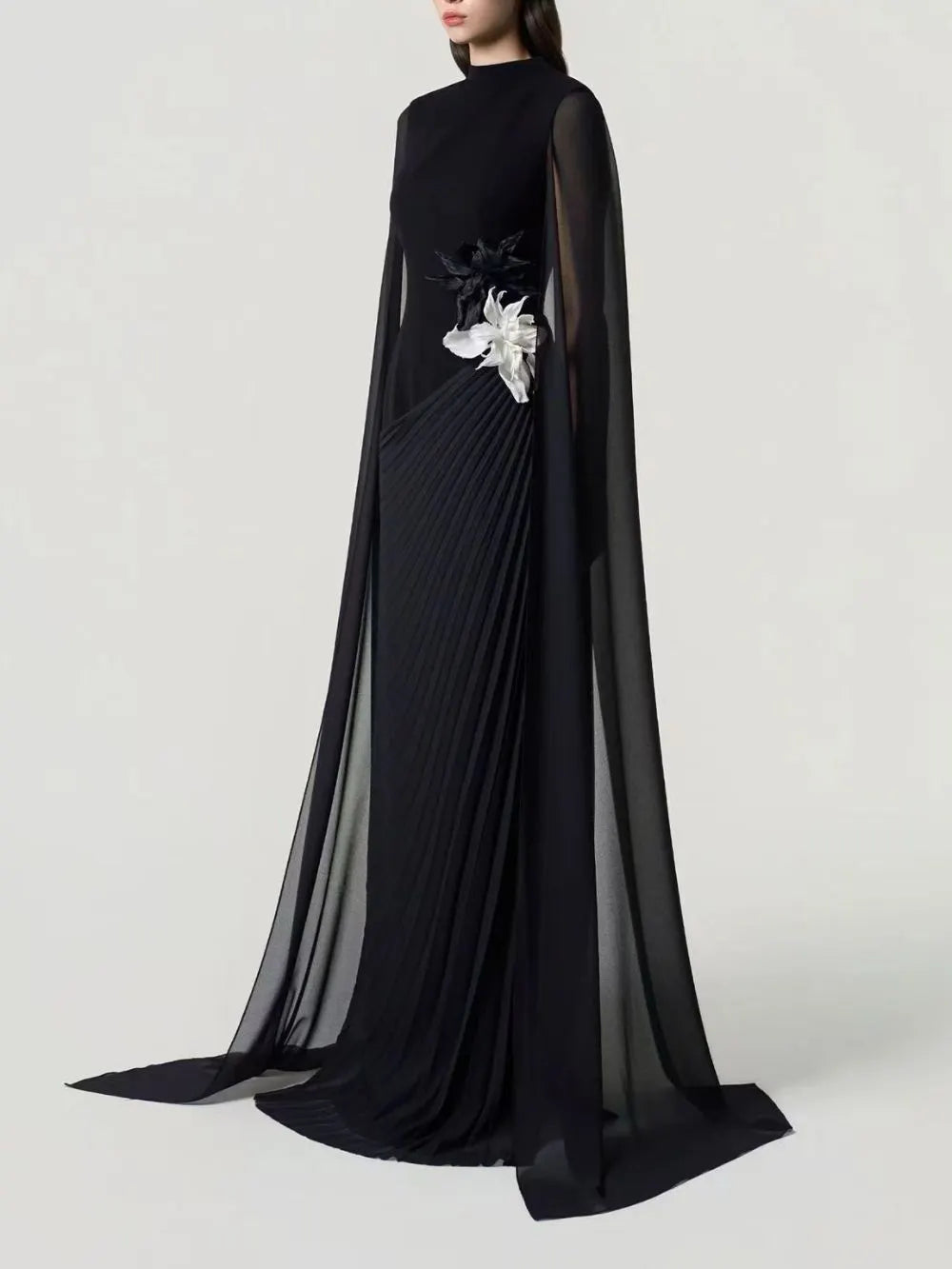 Melanie Flower Embellished Ruched Maxi Dress Flowering Girl