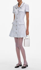 Blue Boucle Mini Dress Flowering Girl