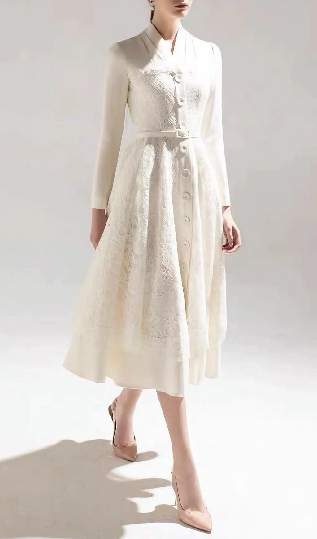 Jamir Lace Long Sleeve Midi Dress Flowering Girl