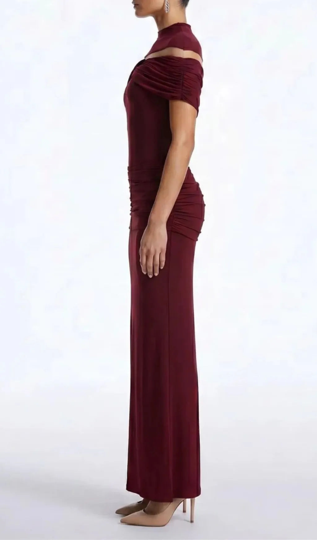 Celsor Cape Ruched Maxi Dress Flowering Girl
