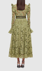 Adora Olive Lace Sleeve Midi Dress Flowering Girl