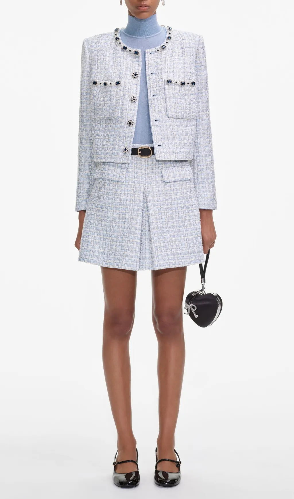 Blue Boucle Mini Skirt Flowering Girl