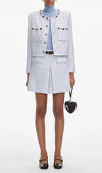 Blue Boucle Mini Skirt Flowering Girl