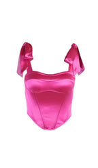 Pink Satin Corset Top Flowering Girl