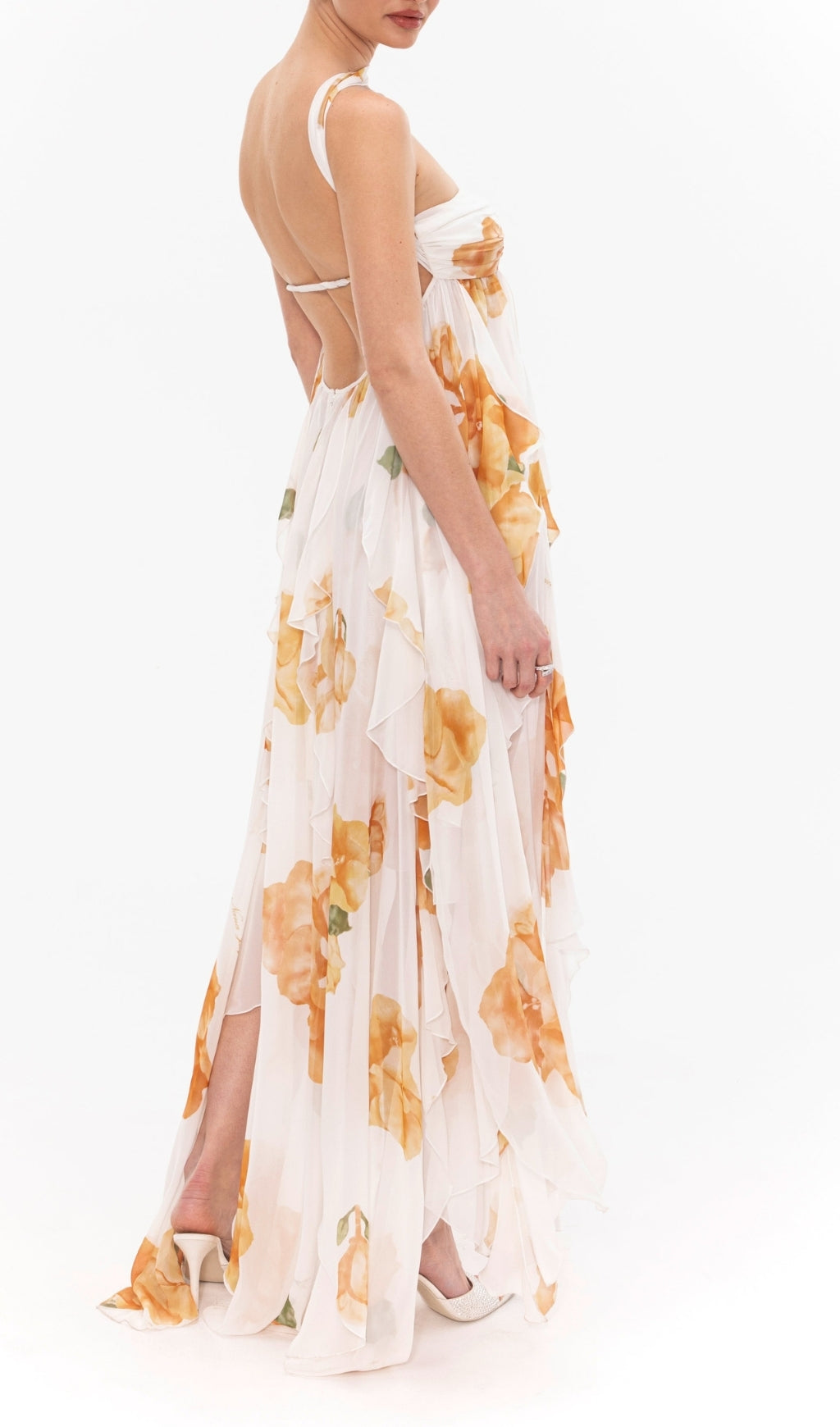 Emely Floral Printed Backless Maxi Dress Flowering Girl