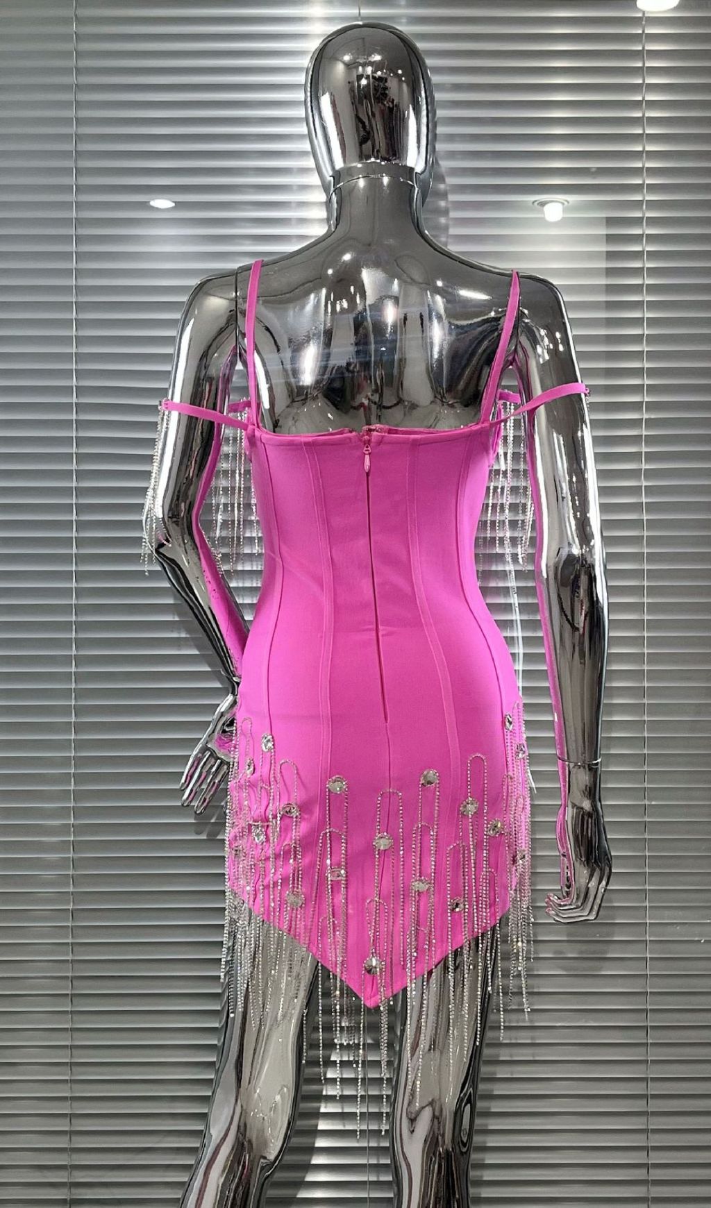 Jersey Diamante Tassel Bandage Mini Dress Flowering Girl