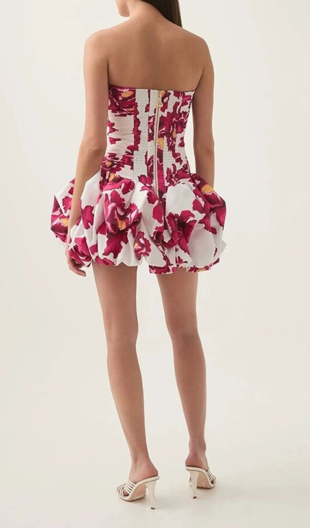 Clearo Strapless Pleated Hem Mini Dress Flowering Girl