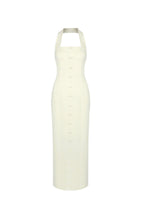 Almond Woven Halter Button Maxi Dress Flowering Girl