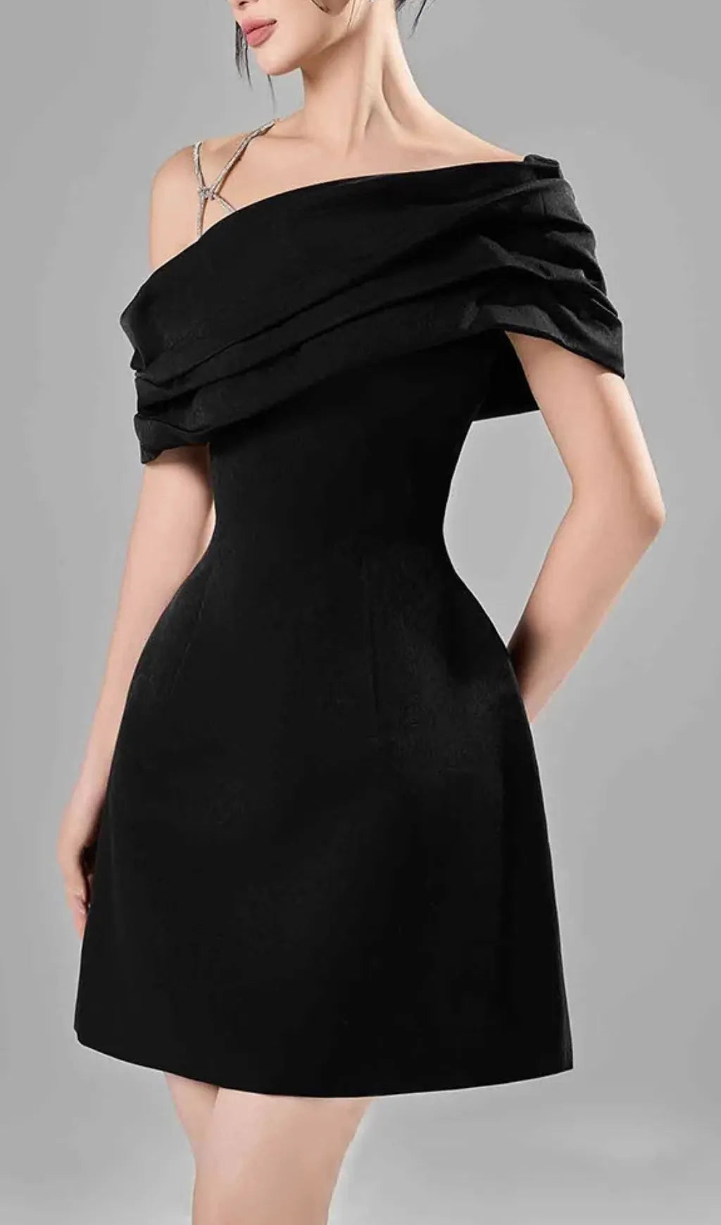 Cara Black Ruched Mini Dress Flowering Girl