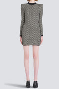 Short Bicolor Jacquard Mini Dress With Monogram Flowering Girl
