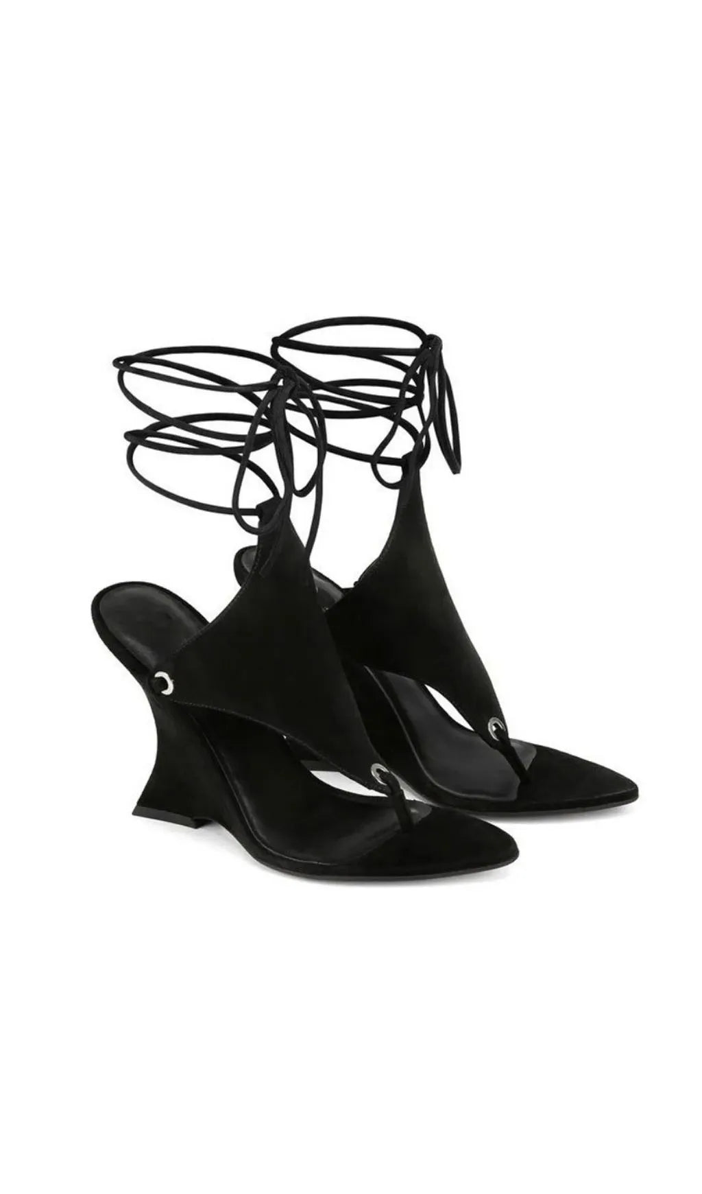 Gavren Black Flip-Flops Tie Up Sandals Flowering Girl