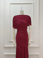 Burgundy Mesh Mermaid Evening Gown Flowering Girl