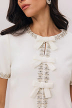Clarisse Bowknot Crystal-Embellished Mini Dress Flowering Girl
