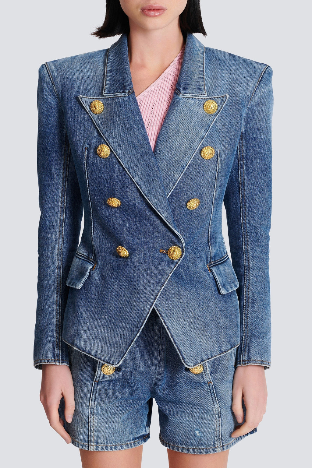 Brittia Button Denim Jacket Flowering Girl