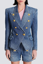 Brittia Button Denim Jacket Flowering Girl