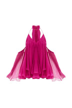 Erica Halter Neck Lace-Up Backless Mini Dress - Fuchsia Flowering Girl