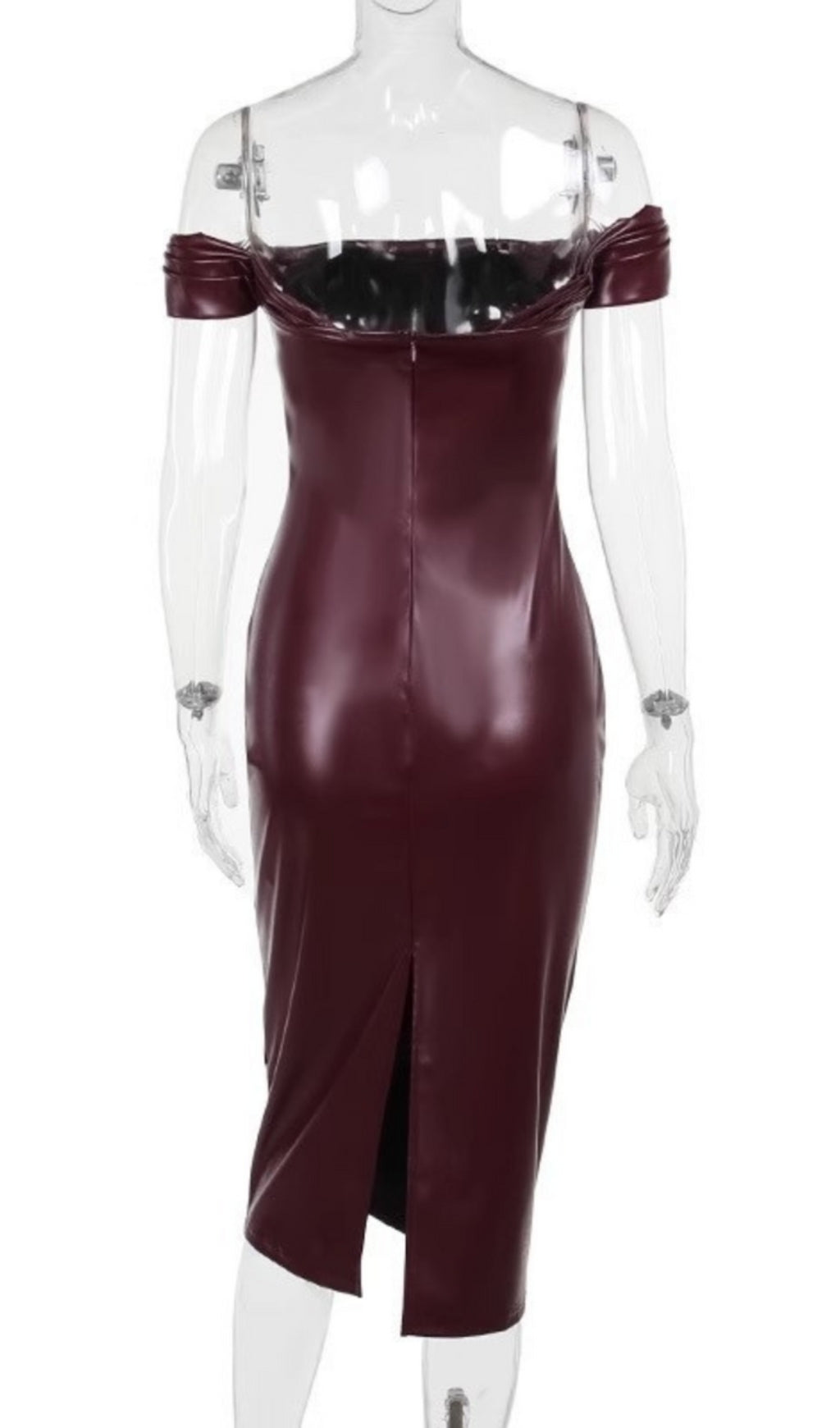 Off Shoulder Ruched Leather Dress Flowering Girl
